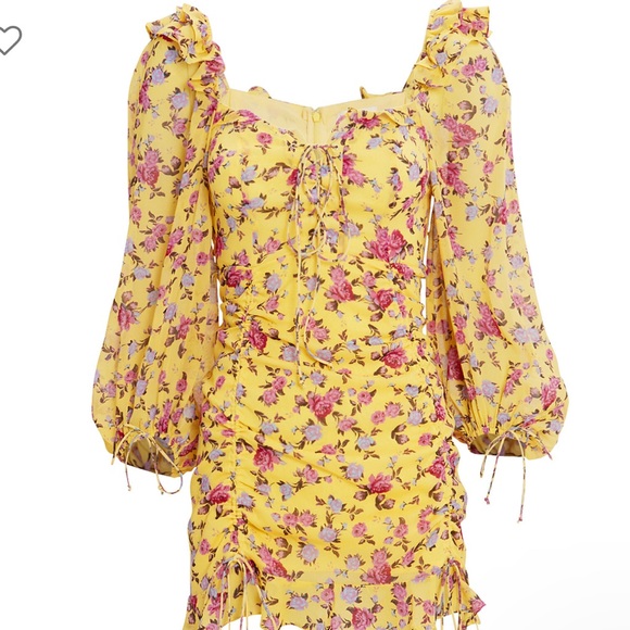 FOR LOVE & LEMONS BEAUMONT FLORAL SILK MINI DRESS - Picture 4 of 9
